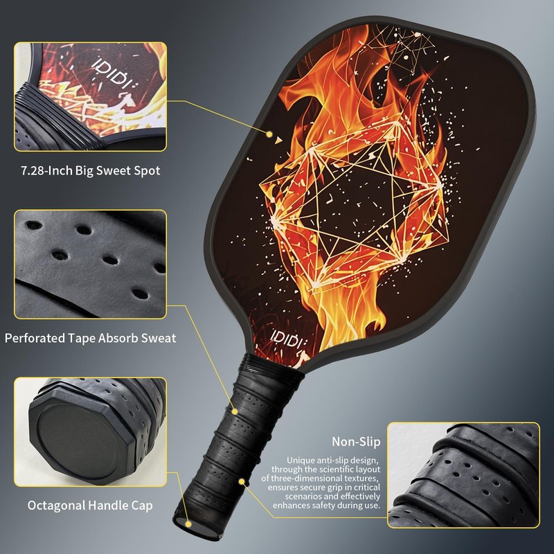 Pickleball Paddle Set-2 Pickleball Rackets, 12 Balls and 2 Portable Carry Bag,Pickleball Racquet Set for Men, Women, Kids, Adults (Carbon Fiber)
