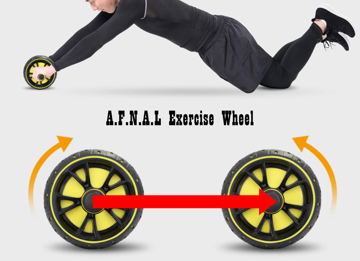 AB Wheel Roller, Exercise Abdominal Wheel Fitness for Gym & Home, Work-out Strength-Training Equipment with Knee Pad, 12"W, Red
