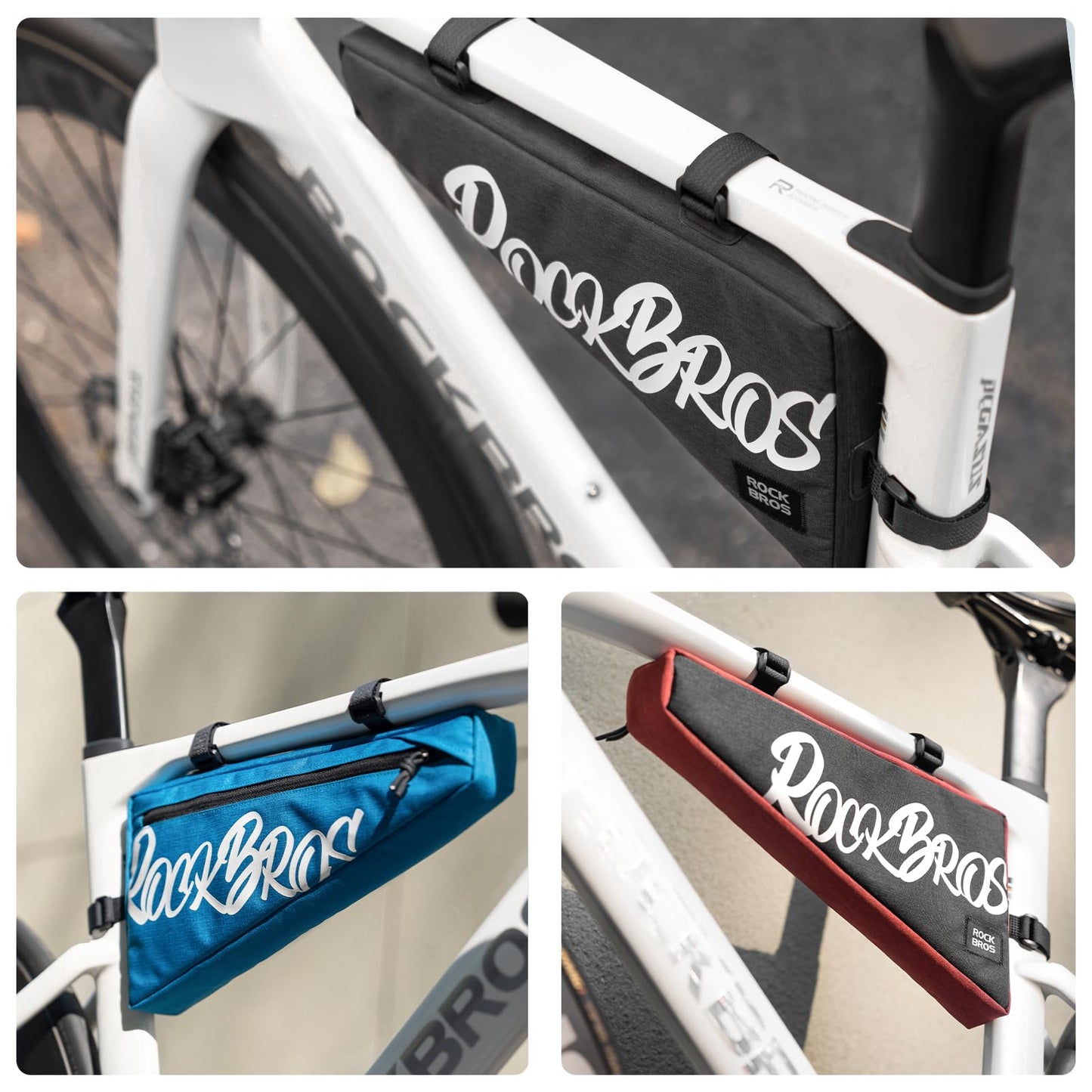 ROCKBROS Bike Frame Bag 1.9L Bike Triangle Bag Water Resistant Bike Frame Pouch Black/Blue/Red Bike Bag for Bicycles Blue