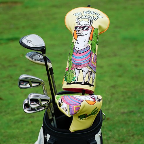 LZFAN Golf Club Head Cover Driver Headcover Fairway Wood Headcover Hybrid Club Head Covers Embroidered Leather (Alpaca)