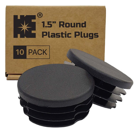 Cosmostar Outer Diameter 1.5" (38.1 mm) Round Plastic Plugs – Fits 1.35"–1.42" ID Tubes – Black End Caps, 10 Pack