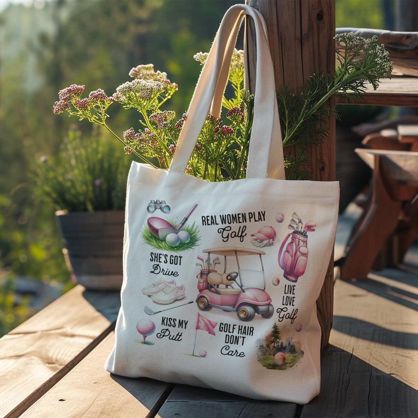 Veqzc Pink Canvas Golf Bag, Lovers Tote Bag for Women Golfers, Cart Bag, Club Golfing Team Player Gifts