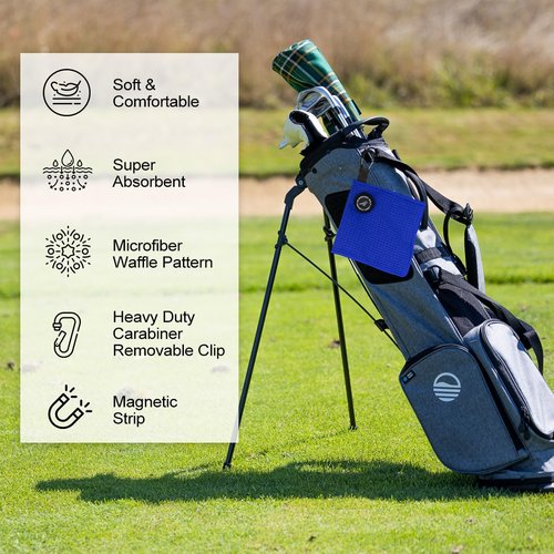 Aliennana Small Magnetic Golf Towel, Microfiber Waffle Design with Clip - Industrial Strength Magnet for Golf Bags, Carts Clubs