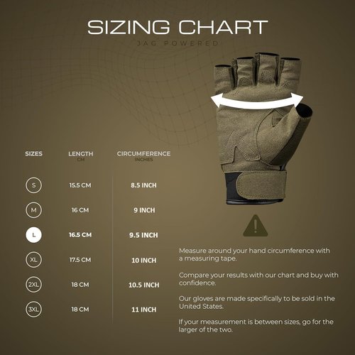 J.A.G. Tactical Gloves for Men - Fingerless Design with Hard Knuckle Protection | Ideal for Cycling, Airsoft & Hiking