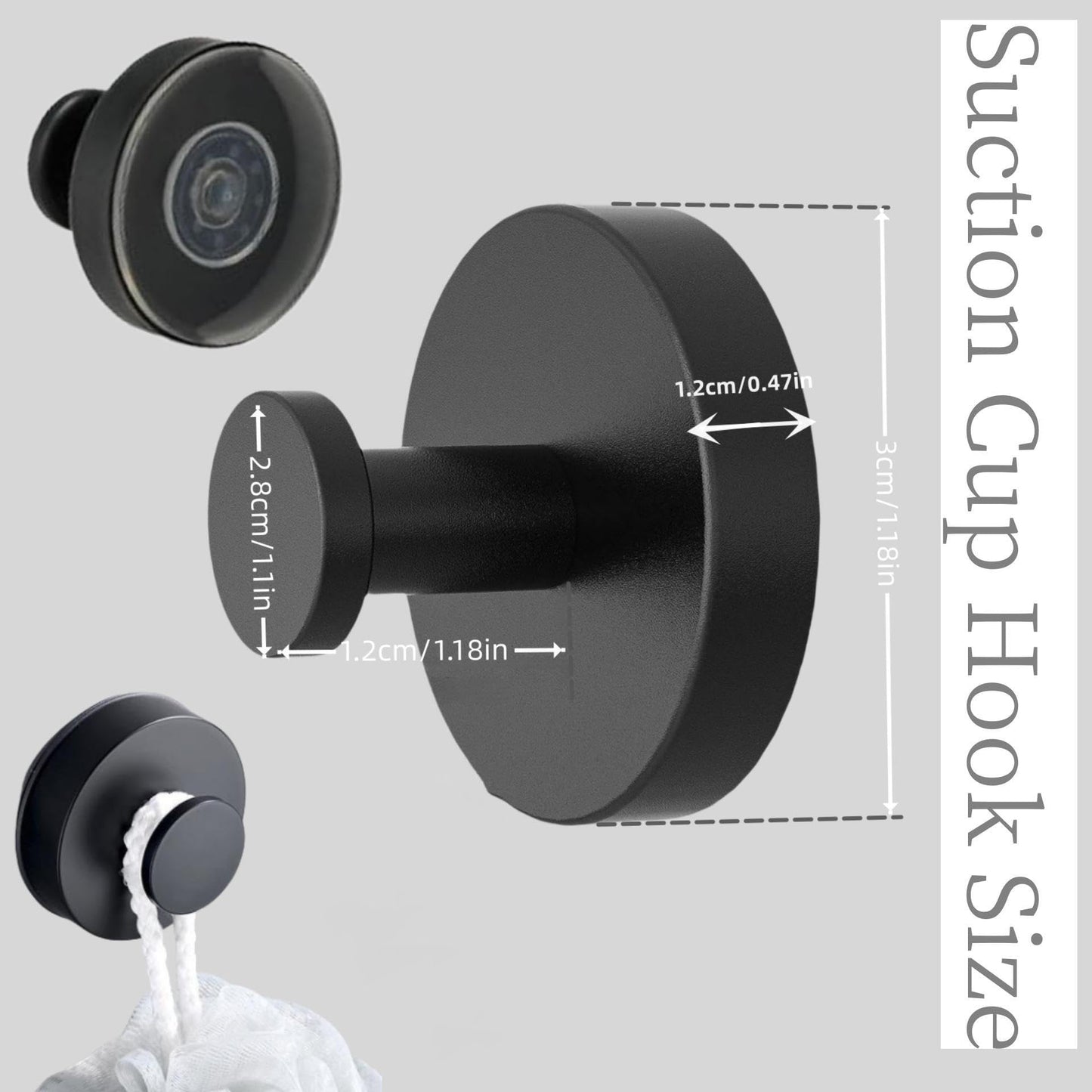 Suction Cup Hooks for Shower Wall, Luxegrip No Drill Hook, Removable Reusable Stainless Steel Towel Hooks, Shower Hooks for inside shower, Kitchen, Glass Door, Window, Mirror, smooth tile (4, Gold)