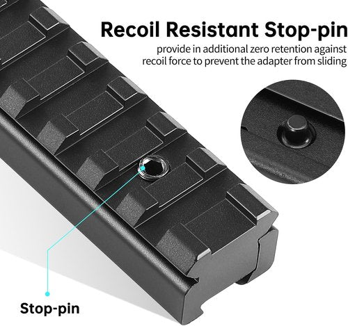 Bontok 11mm to 21mm Picatinny Rail Scope Mount Converter - Upgraded Low Profile with Locking Screws