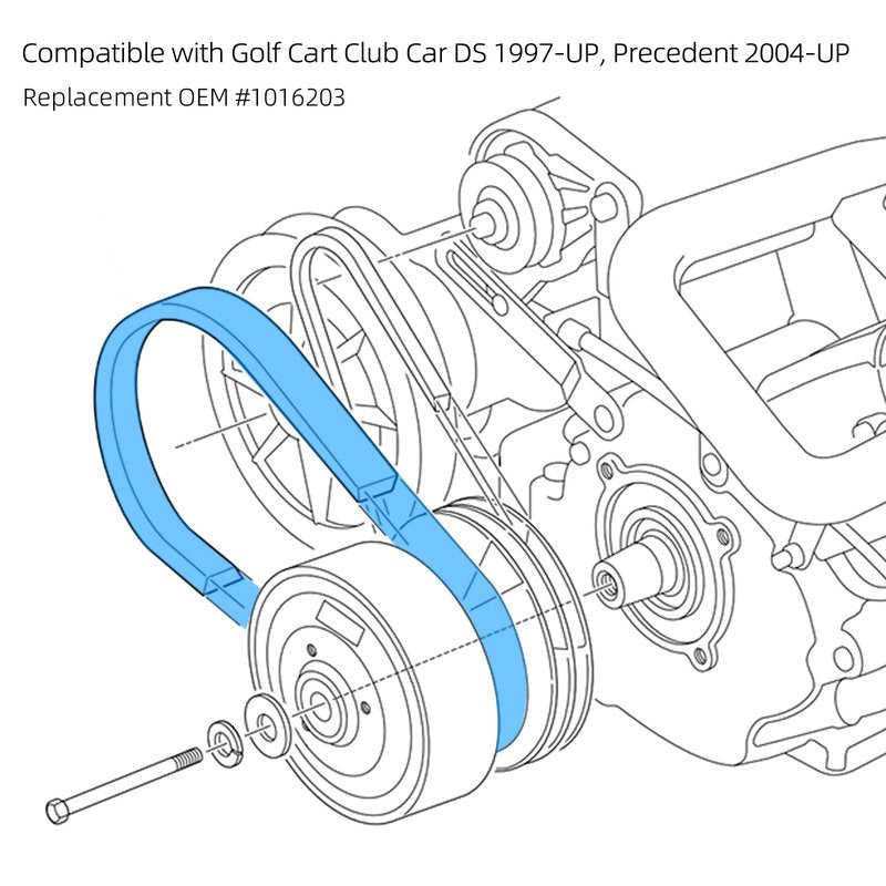 Roykaw Golf Cart Drive Belt for Club Car DS (1997-Up) & Precedent (2004-Up) Gas Models, Club Car DS Precedent Clutch Drive Belt Replacement, No-Slip/Arc Tooth, 1 Piece, OEM# 1016203