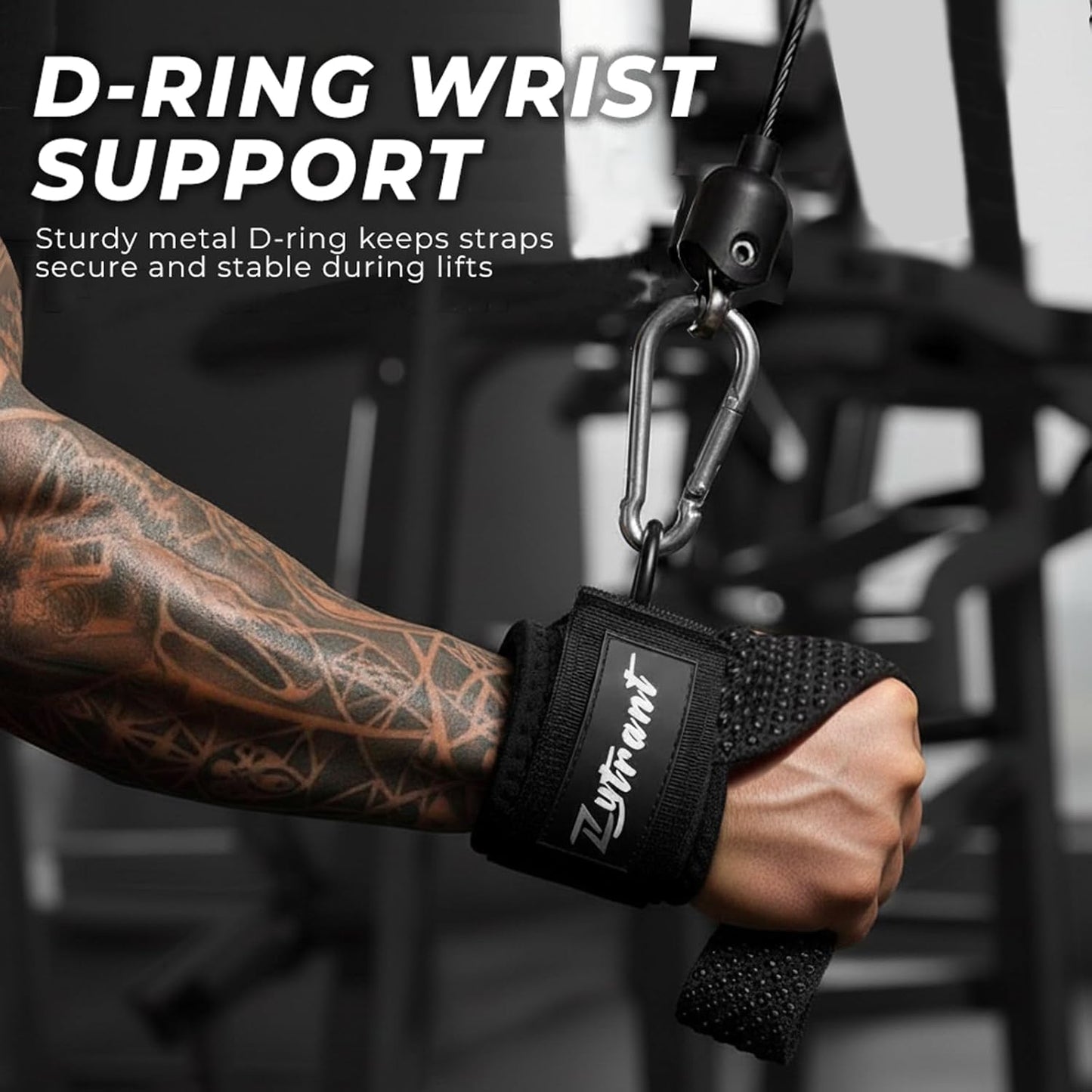 Skiennix Weight Lifting Straps - Heavy Duty Cuffed D Ring for Enhanced Grip & Comfort | Secure Fit for Gym Training
