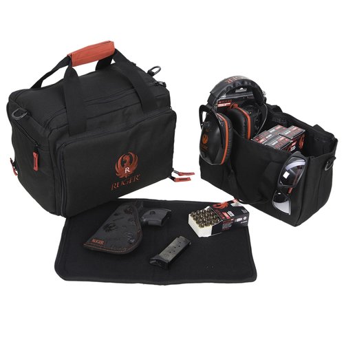 Ruger Shooting Range Bag by Allen Company - Tactical Gun Case w/ Pistol Rug and 6 Mag Pockets - MOLLE Compatible - 11.5" x 7" - Black