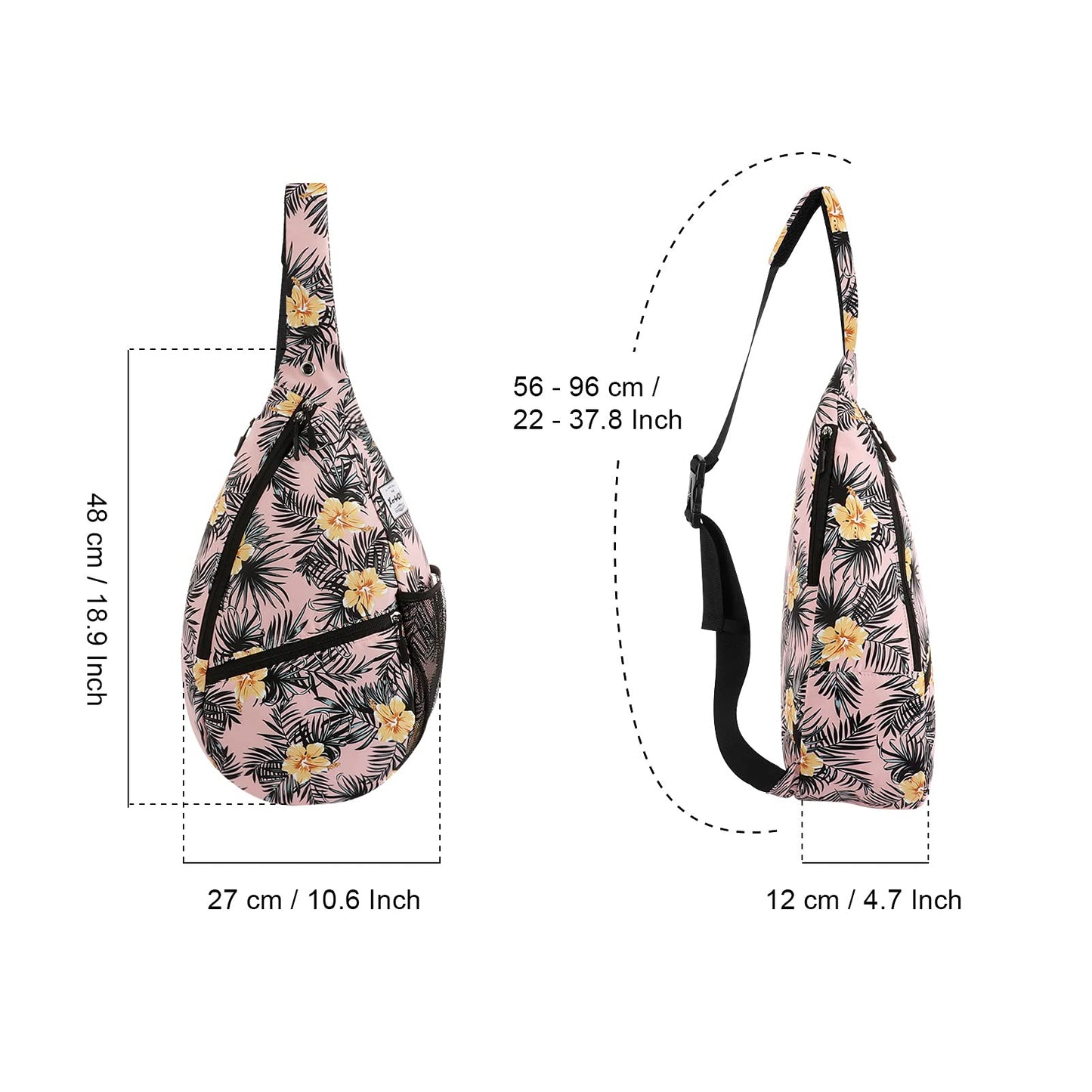 Unisex Sling Bag Multipurpose Crossbody Shoulder Bag Travel Chest Pack for Men Women Lightweight Casual Daypacks (Leaf)