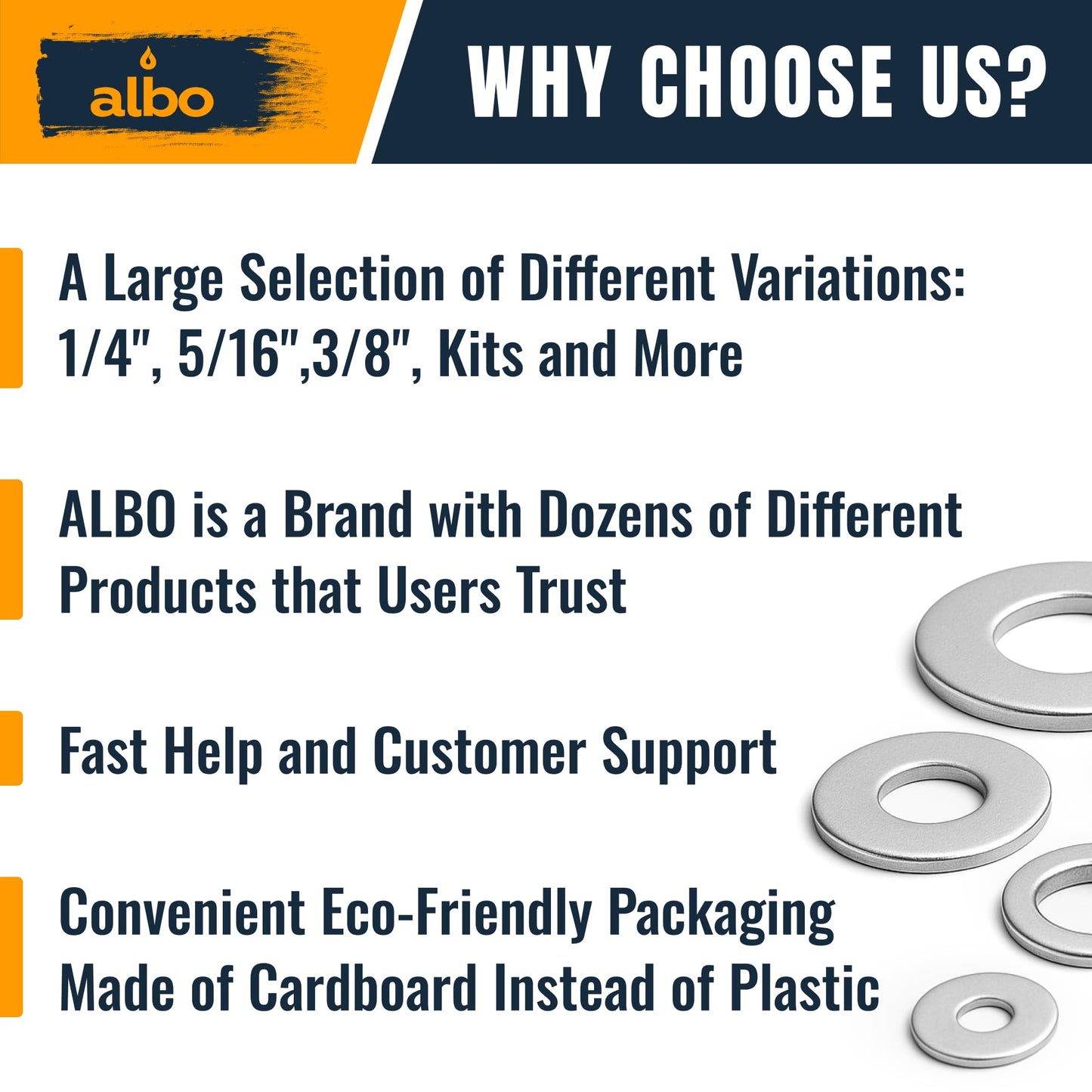 100 Pcs Stainless Steel Fender Washers #8 x 3/4 Inch Flat Washers for Screws and Bolts, 304 Stainless Steel, Heavy Duty Washer Set for Industrial and DIY Use