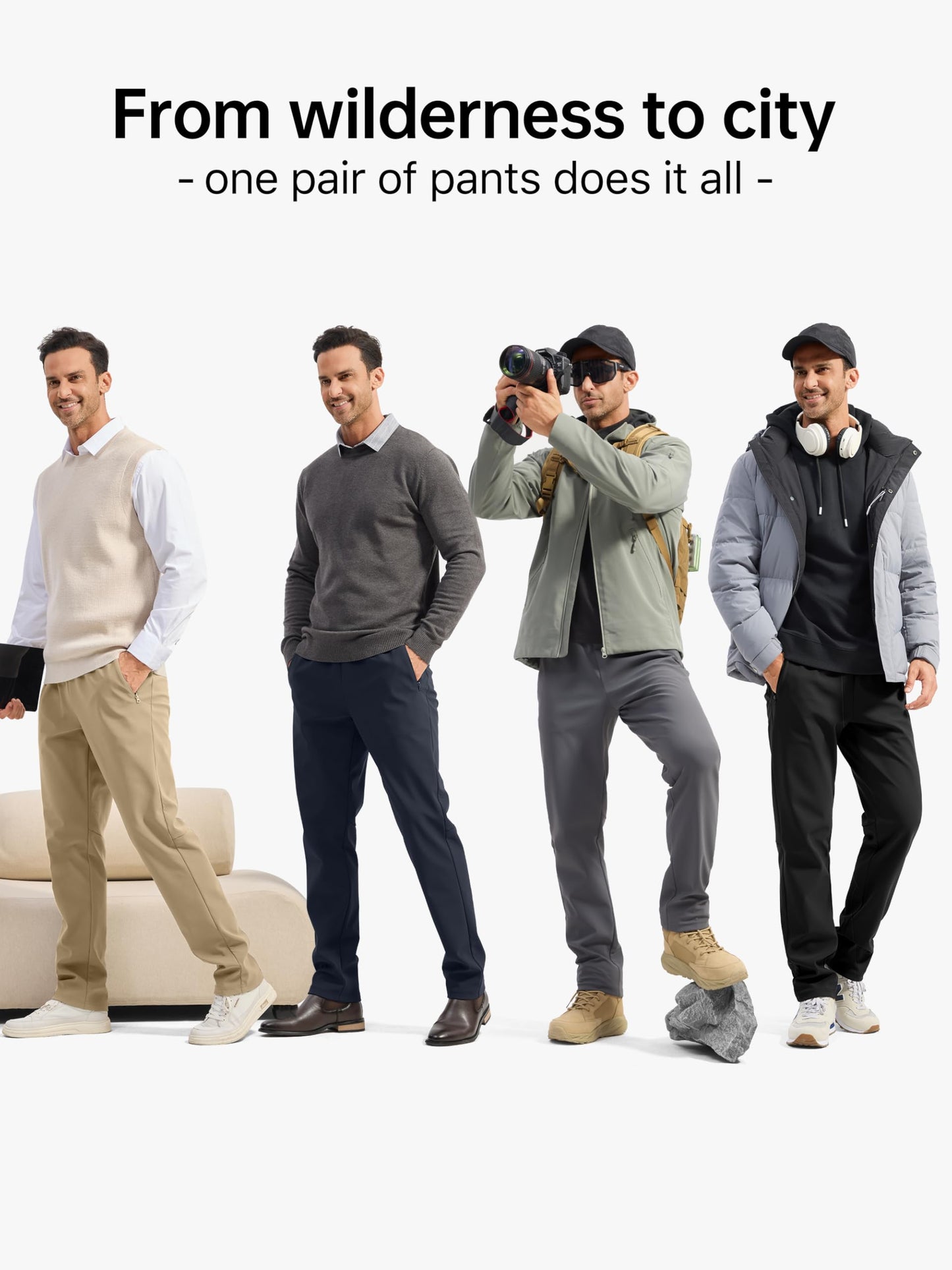 FREE SOLDIER Men's Fleece Lined Winter Pants Waterproof Warm Sweatpants Athletic Thermal Pants (Black 34W/30L)