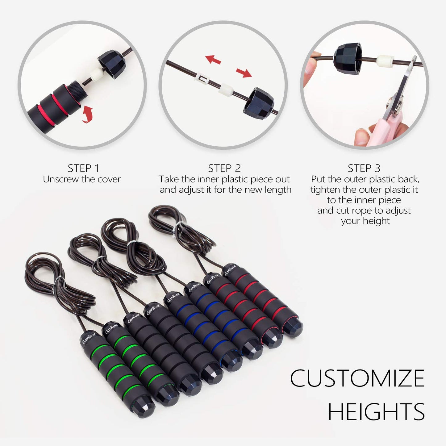 GoxRunx 2 Pack Jump Rope Skipping Rope for Workout, Jumping Rope for Fitness (Black Green)