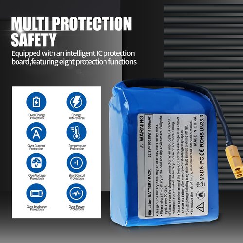 24V 4Ah Rechargeable Li Battery Replacement with Charger, DC5521 Male-Female Connectors & DC Cable - 15A Max Continuous Output for Kids Ride-On Cars, DIY Project & 25.2V Small Devices
