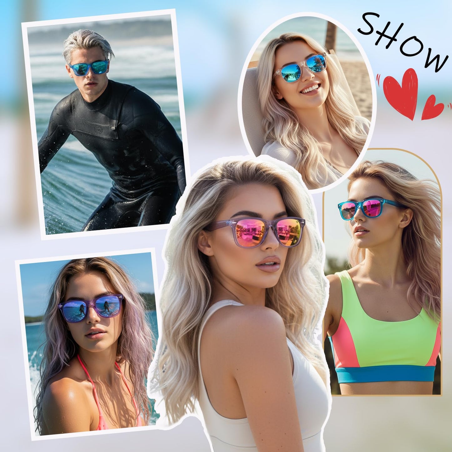 SIPHEW Polarized Sunglasses for Women & Men - Mirrored Sports Square Sunglasses w UV Protection/Medium Fit