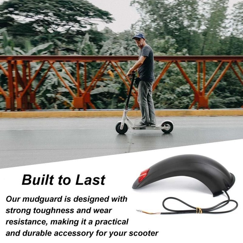 Ezweiji Rear Fender with Tail Light, 10-Inch Scooter Rear Fender Replacement Parts for M4 Electric Scooters