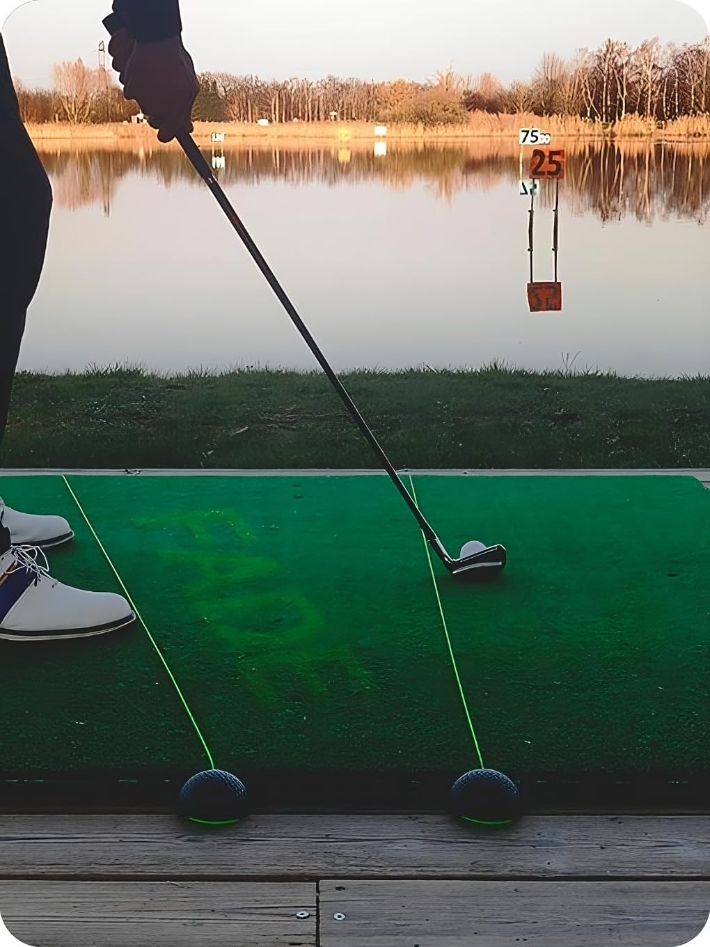 The Alignment Ball - Golf Training Aid for Setup & Alignment - Alternative to Sticks/Rods. Bundle with Golf Ball Alignment Stencil & Pen (Black/Green)