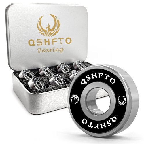 Premium Longboard Bearing 608-2RS ABEC-9 Skateboard Bearing Double Rubber Sealed Shielded Miniature Ball Bearings Pack of 8