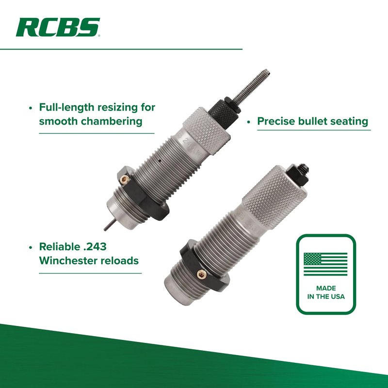 RCBS Full-Length Die Set .243 Win, Reloading Die Set for .243 Winchester Rifle Cartridges