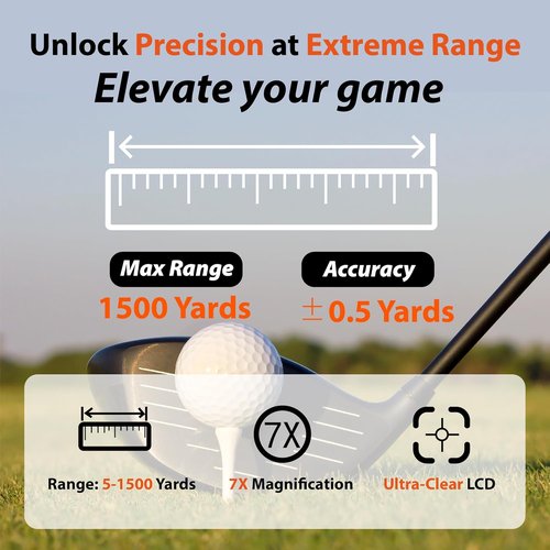 Gogogo Sport Vpro VRP Golf Rangefinder - 1500/2500 Yd Range, 7X Magnification, Rechargeable Accuracy