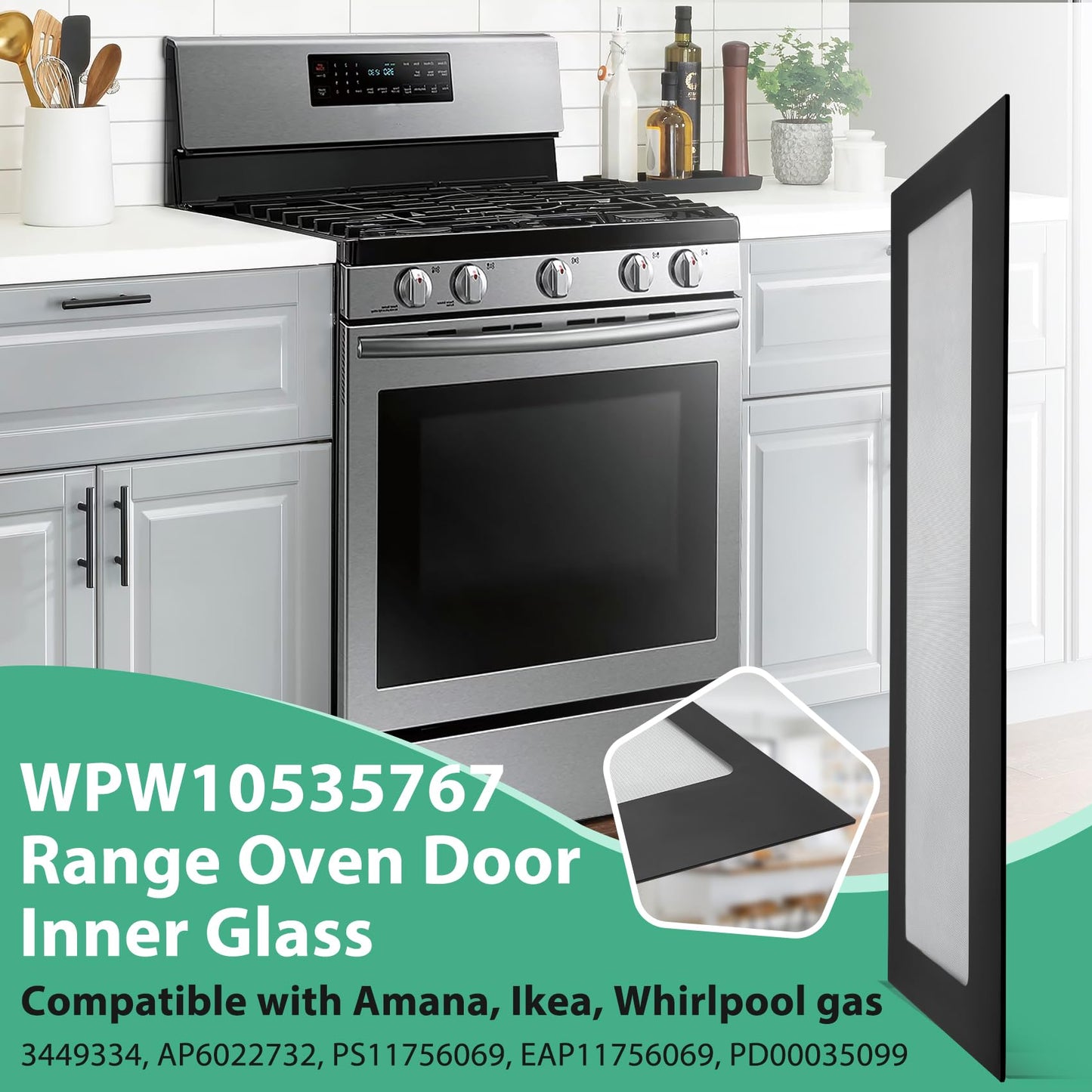 W10535767 WPW10535767 Range Oven Door Glass Compatible With Amana whirlpool Gas Range Inner Door Glass,25.2" W x 20.67" L,Replacement WFG505M0BW0 WFG320M0BW0 AGR5330BAB0 VRGW3162RB0