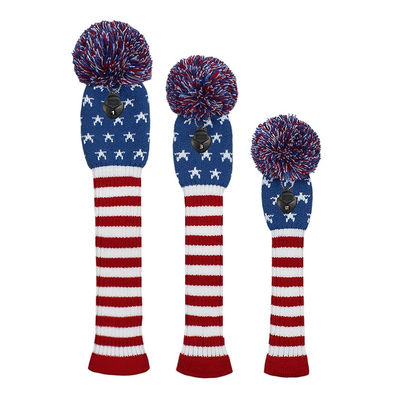 Scott Edward Golf Headcovers for Woods Set of 3 Fits Well Driver(460cc) Fairway Wood and Hybrid(UT),Beautiful and Interesting Patterns for Female,Women,Girl(Blue Star Stripe)
