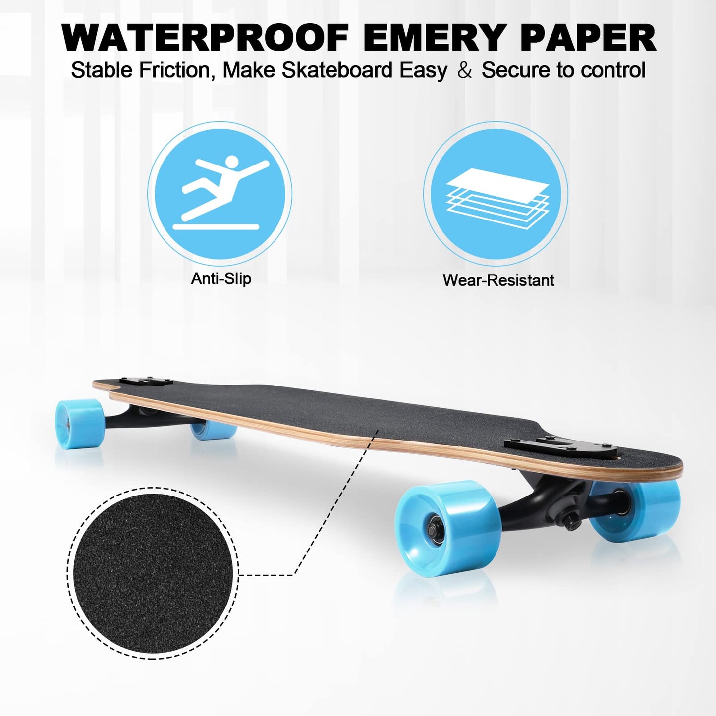 TLHB Longboard Skateboard, 41 Inch Drop Through Longboard Complete 9-Ply Nature Maple Premium Cruiser Long Board for Adults, Teens and Kids - High-Speed Bearings & T-Tool-Spaceman