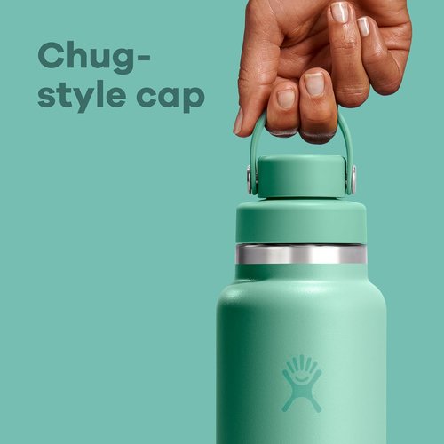 Hydro Flask Water Bottle - Insulated Stainless Steel - 40 Oz Wide Mouth Flex Chug Lid in Mermaid Green