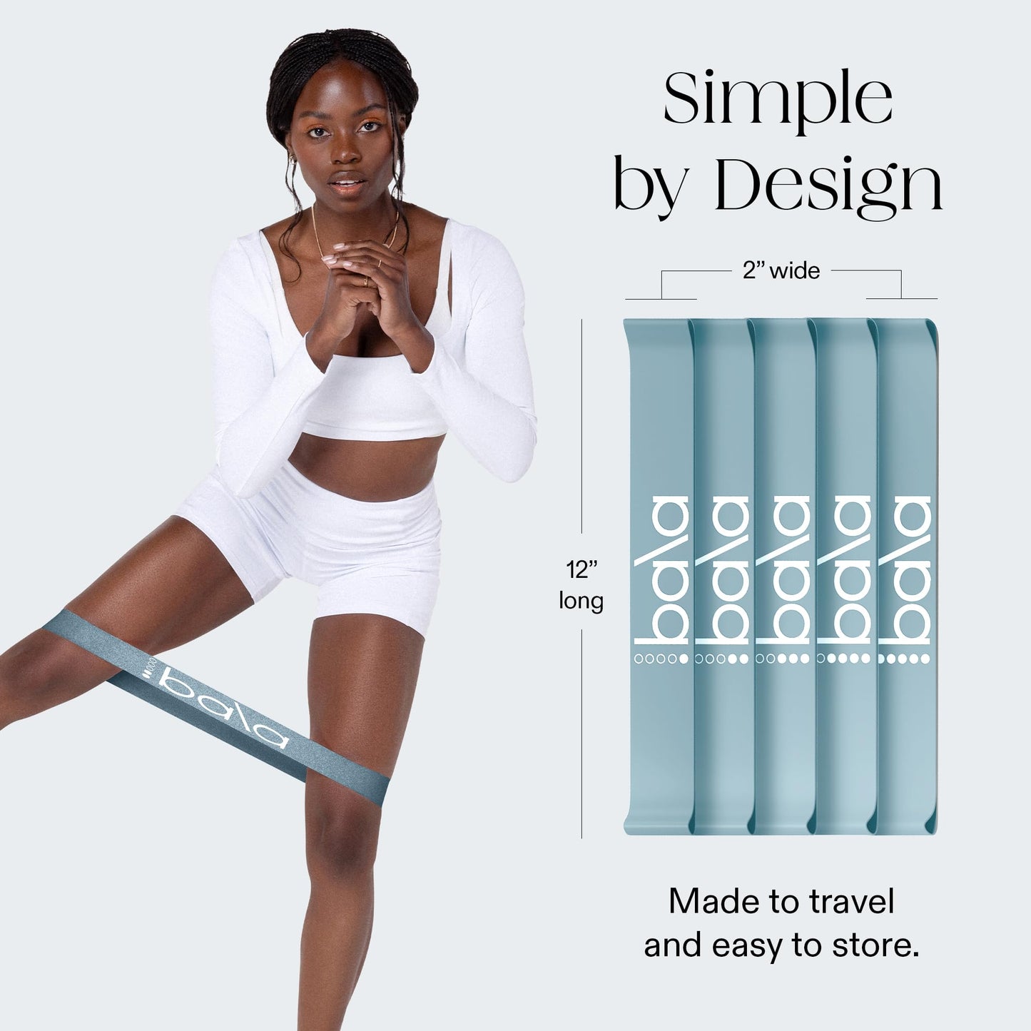Bala Booty Bands Resistance Bands for Women & Men, 5-Pack - Elastic Exercise Bands for Working Out - Wrist, Ankle, Legs & Booty Bands - Workout Resistance Bands for Yoga, Pilates, Strength Training