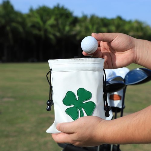 Golf Valuables Pouch Leather Tee Pouch with Drawstrings - Golf Ball Bag for Men & Women