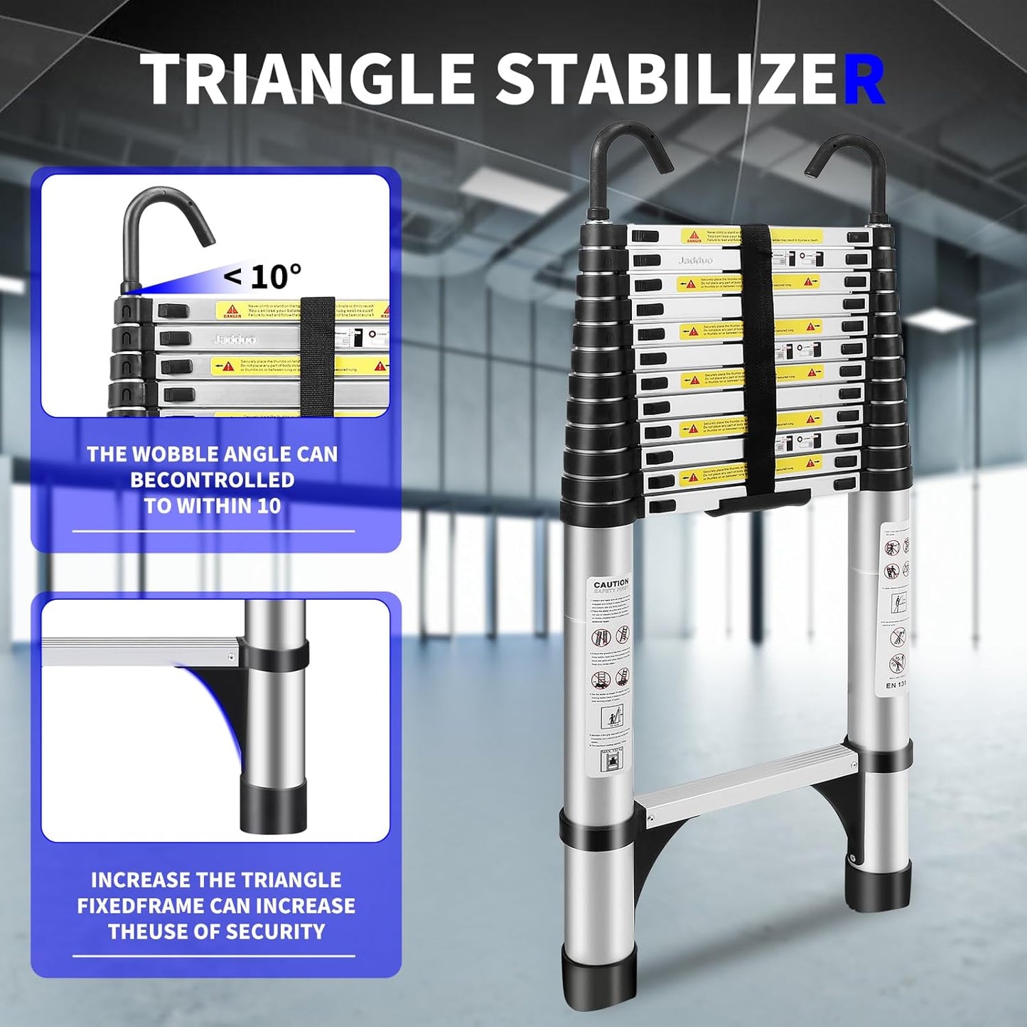 8.5 FT Telescoping Ladder - Lightweight Aluminum Extension Ladder with Stabilizers for Home & RV Travel