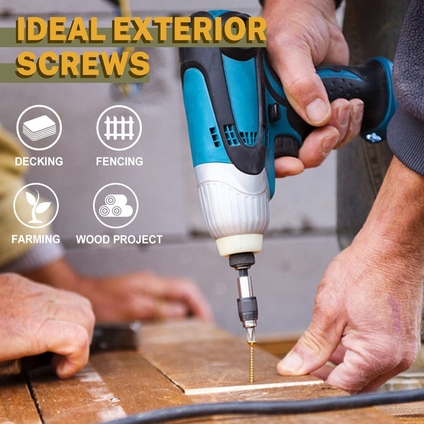 LIONMAX Deck Screws #14 x 6 Inch, 50 PCS, Long Wood Screw, Rust Resistant, Exterior Epoxy Coated for Outdoor Decking, Torx/Star Drive Head, T30 Star Bit Included