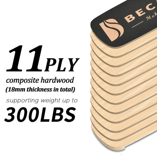 BECAPRO Balance Board Trainer, Wooden Balance Board with Adjustable Stoppers -3 Different Distance Options-Balance Exercise Equipment for Fitness Work