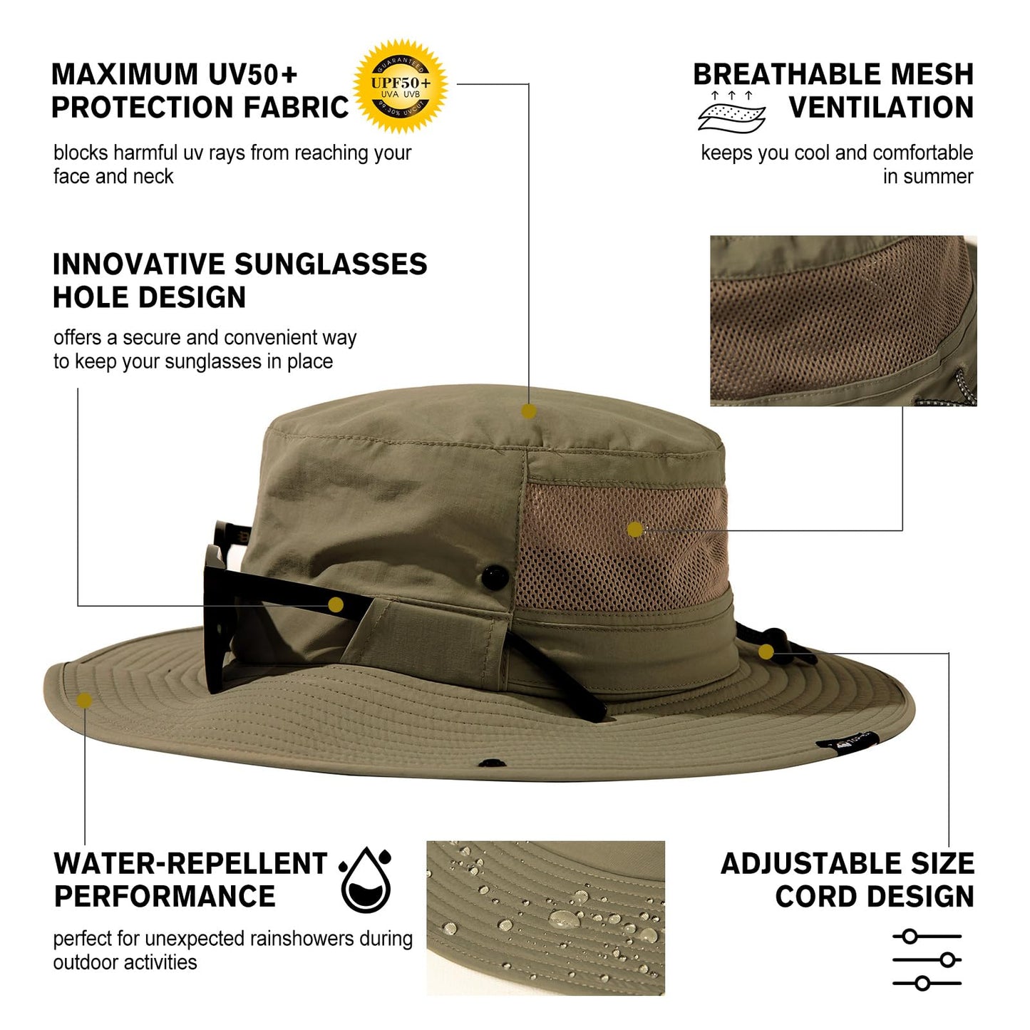 TOP-EX UVCoolix™ Men's Wide Brim Sun Hat with Cooling Neck Flap