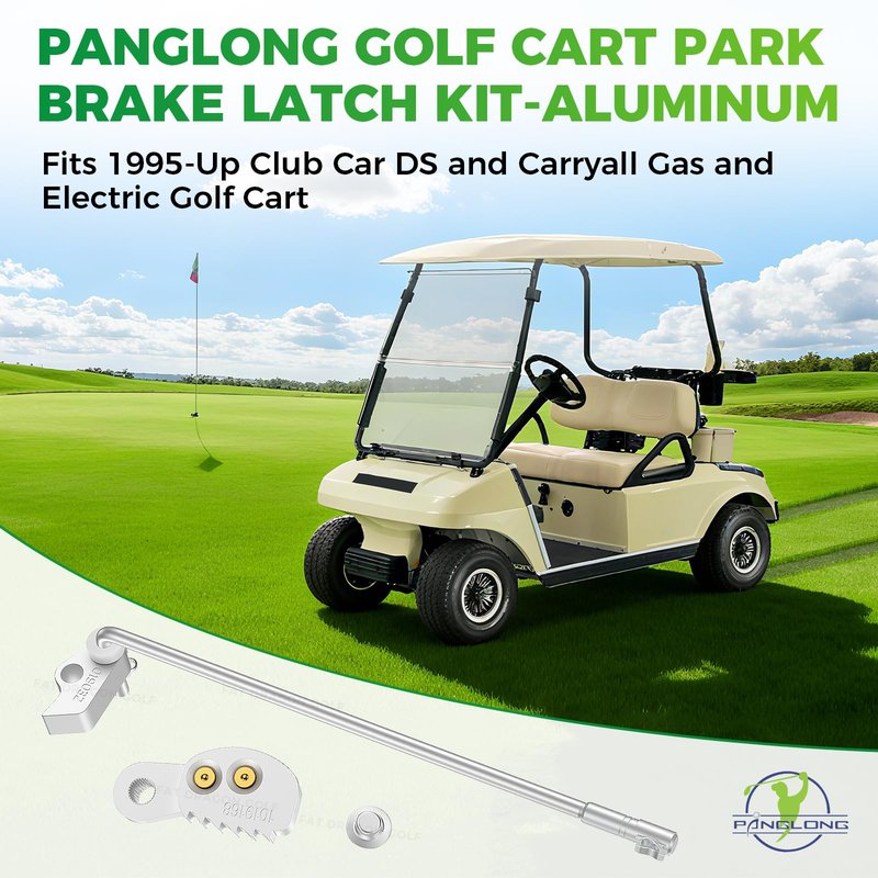Panglong Golf Cart Park Brake Latch Kit-Aluminum, Ds Parking Break Rod with Pawl, Club Car Park Brake Latch Kit Fits 1995-UP Club Car DS and Carryall, OEM# 101187702, 1017322, 101985-01, 1011877-02