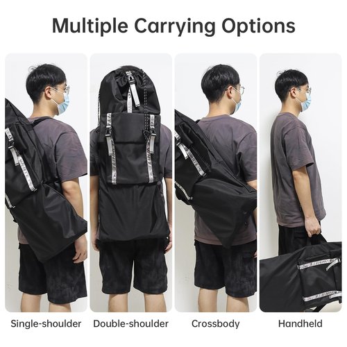Tobefore Large Skateboard Backpack - Fits 30 Inch & Oversize Skateboards up to 33", Waterproof Durable Skate Bag with Adjustable Shoulder Strap, Outer Pocket & Reflective Zipper Chain