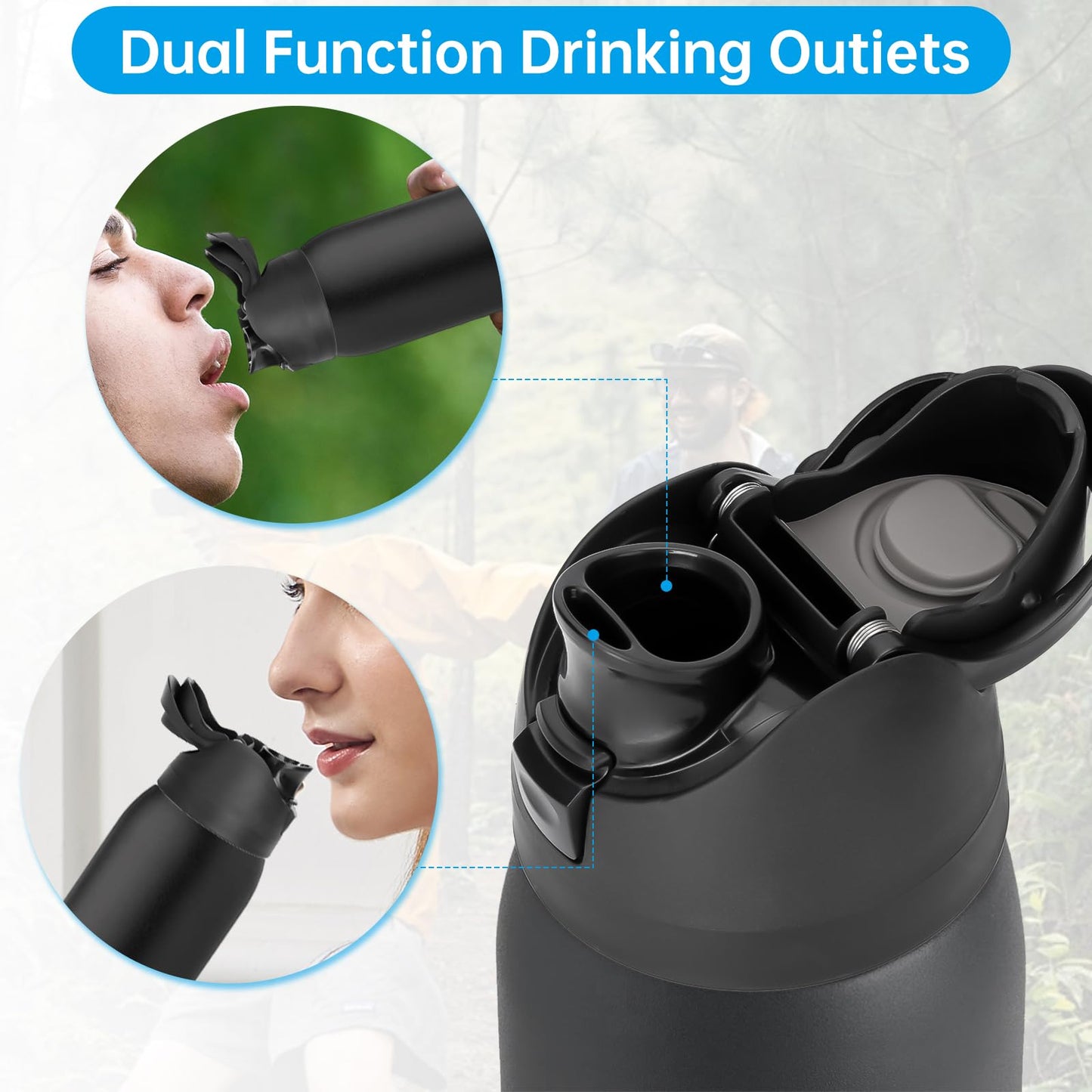 2 PCS Replacement Lid for Owala Freesip, Compatible with Owala Cup 16oz 24oz 32oz 40oz, One Button Water Bottle Top Lid Replacement Accessory, Leakproof, BPA-Free (Black)