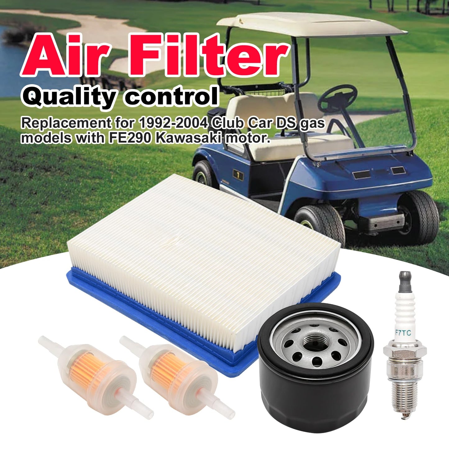 SYOWADA 1015426 Air Filter 1016467 Oil Filter Replacement For 1992-Up Club Car Ds 4-Cycle Gas Golf Cart With FE290 FE350 Engine, Golf Cart Tune Up Kit