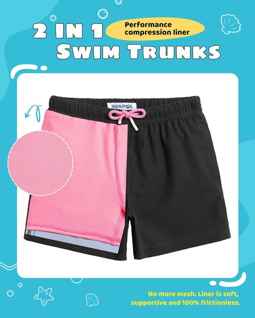 Maamgic Boys Swim Trunks - Toddler Stretch Swim Shorts with Compression Liner | Comfortable Fit