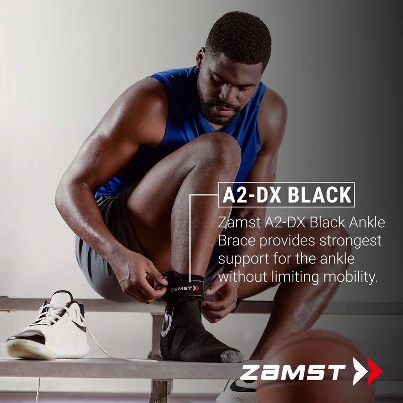 Zamst A2-DX Black Ankle Brace for Sport - Breathable Sports Ankle Support for Men and Women with Guard Stabilizers for High-Grade Ankle Sprain - Left, Medium