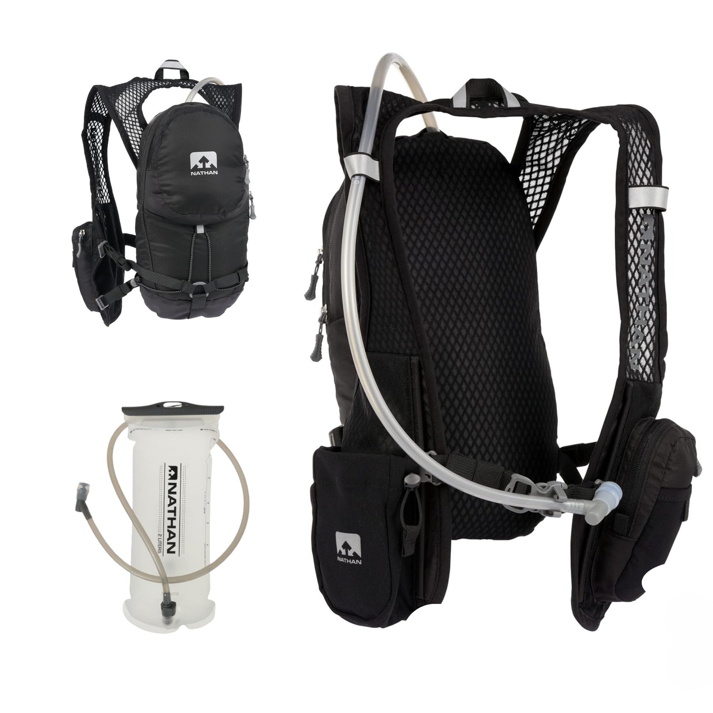 Nathan Hydration Vest with 2 Liter Bladder Included, Running Vest for Men and Women, Running Backpack w/ Smartphone Pocket, One Size Fits Most