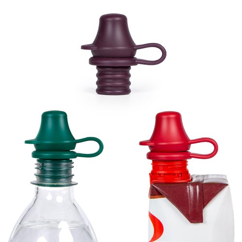 Kiddikap Original Water Bottle Topper for Toddlers – 100% Silicone Sippy Top Spout with Protective Cap makes the Bottle Top a Spill Proof Lid for Kids and Adults - 3 Pack - Jewel