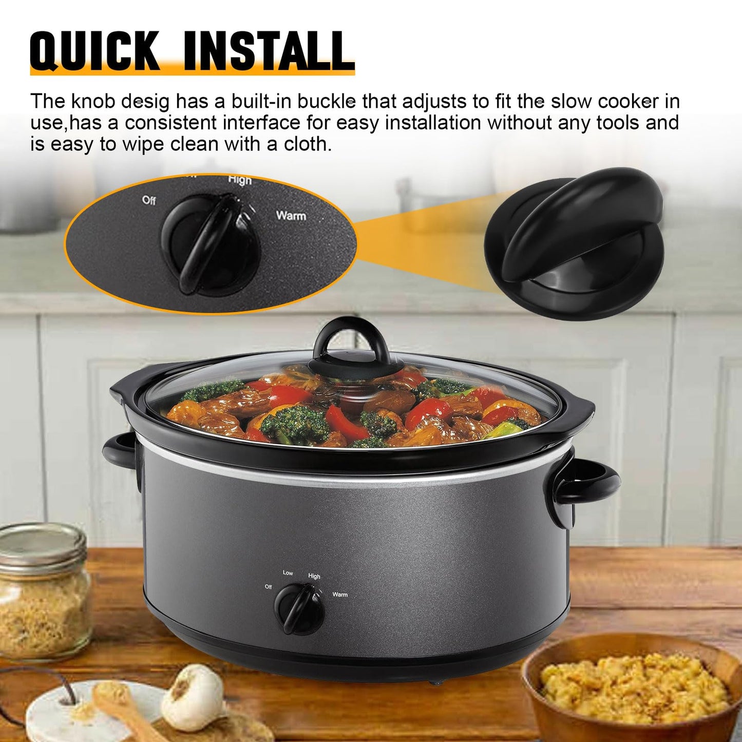 Control Knob Compatible With Crockpot Slow Cooker SCV700-CH-BR Replacement Parts Slow Cooker Adjustable Knobs (2PCS)