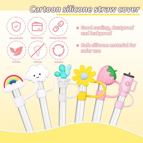 Hydro Flask Straw Cover Caps - Reusable Silicone for 10mm Straws, BPA Free | 6-Pack for 32oz/40oz Tumblers