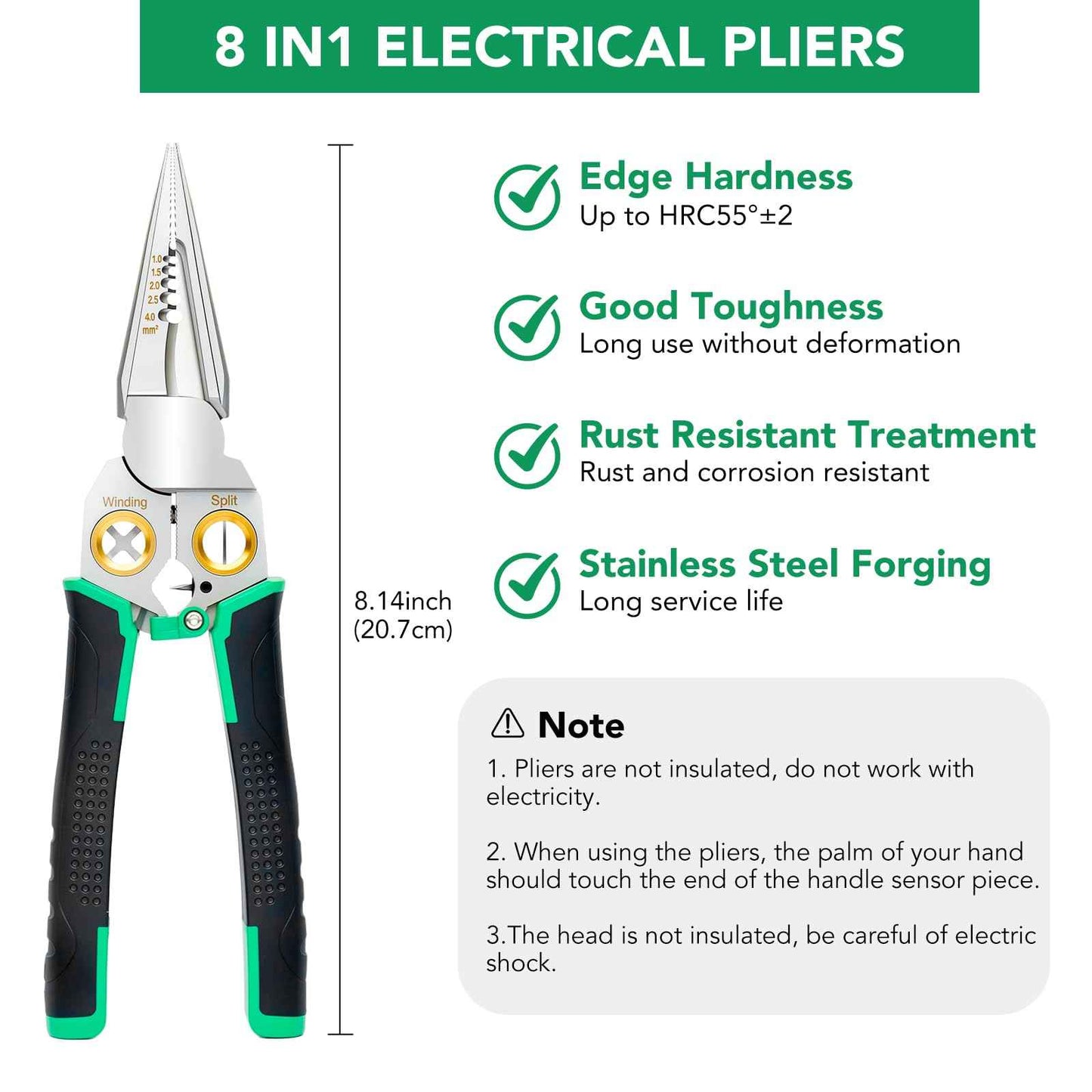 8-in-1 Wire Stripper, Multifunctional Wire Stripper Crimper Cable Cutter Pliers, Professional Wire Strippers Electrical Wire Crimper, Wiring Tools, Electrician, HVAC, Car Repair Tool