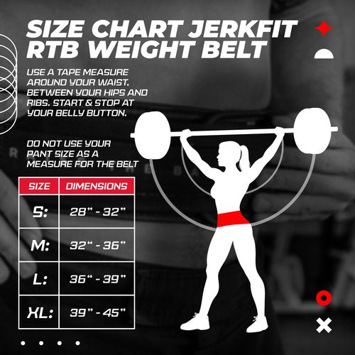 Jerkfit RTB Weight Lifting Belt - Medium (32"-36"), Neoprene Weight Belt for Men and Women - Heavy Duty Gym Belt - Deadlift Belt for Powerlifting, Squats, Strength Training, Bodybuilding