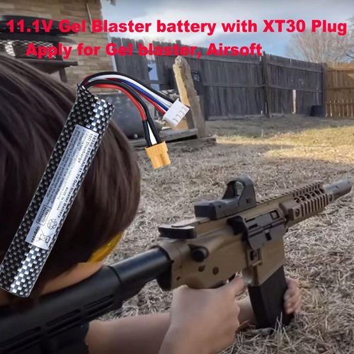 funkawa Water Bead Gel Ball Blaster 11.1V 2500mAh [Capacity and Discharge Upgraded ] Rechargeable Battery XT30 Plug with Charging Cable, Airsoft Battery 11.1V for Airsoft Gun Gel Ball Blaster(1-Pack)