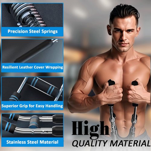 Twister Arm Trainer, Adjustable Resistance 70–130 lb Chest & Arm Workout Equipment with Hand Grips for Men & Women, Portable Upper Body Strength Trainer for Home & Gym (2/4 Spring Resistance)