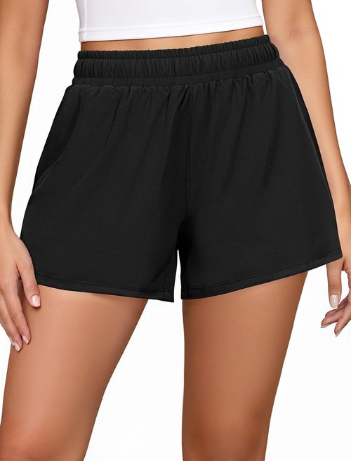 FireSwan Women's 2-in-1 Athletic Shorts - High Waisted, Quick Dry, Workout with Pockets