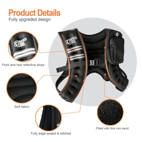 12 lb Weighted Vest for Men & Women – Adjustable Fit Workout Vest for Running, Strength Training & HIIT | Fixed Weight, No-Bounce Design | ENERGI CORE Durable Fitness Gear